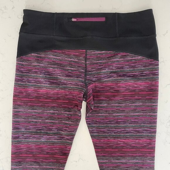 Running Room Fit-Wear Striped Crop Capri Length Leggings Pink Purp Blk Gray Sz M - Picture 6 of 13
